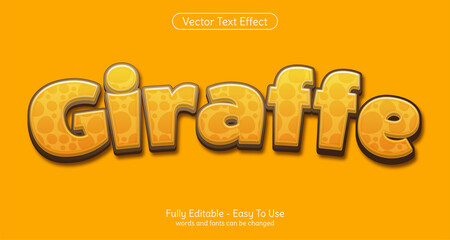 Three dimension text Giraffe, editable style effect template