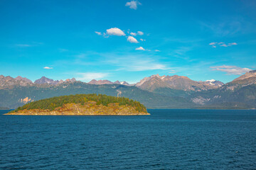 View of small island and mountain