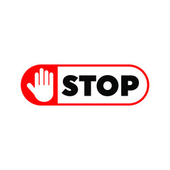Stop icon with alert hand, warning covid symbol, no - danger isolated on white background vector illustration