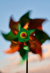 Spinning orange and green pinwheel