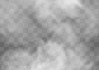 Transparent special effect stands out with fog or smoke. White cloud vector, fog or smog.