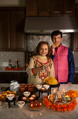 Couple enjoying Diwali party 