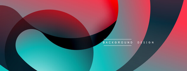 Abstract overlapping lines and circles geometric background with gradient colors