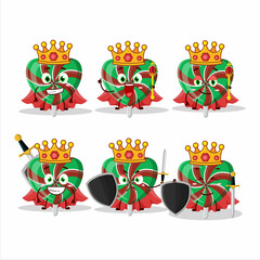 Fototapeta premium A Charismatic King green love twirl candy cartoon character wearing a gold crown