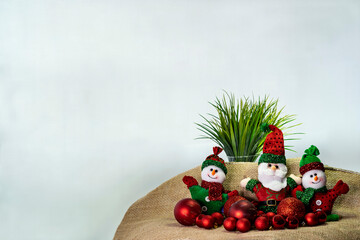 Merry Christmas concept. Santa Claus with the Christmas snowmen. 