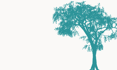 Obraz premium white background with blue tree on the side