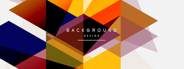 Color triangles composition, geometric abstract background. Techno or business concept, pattern for wallpaper, banner, background, landing page