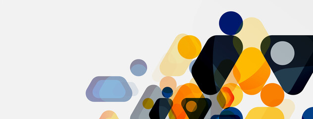 Color bubbles and rounded geometric shapes on white. Vector geometric minimal abstract background for wallpaper, banner, background, landing page