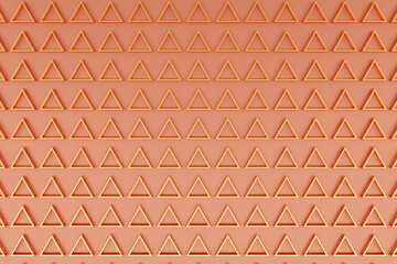 3d illustration of rows of  gold    triangles. Parallelogram pattern. Technology geometry  background