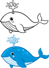 Obraz premium whale blue outline