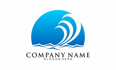 Natural sea wave vector logo
