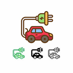 electric car vector icon isolated on white background. Ecology icon. filled line, outline, solid icon. Signs and symbols can be used for web, logo, mobile app, UI, UX