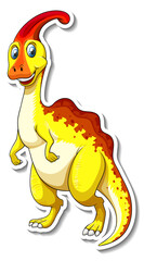 Parasaurolophus dinosaur cartoon character sticker