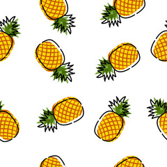 Pineapple fruit seamless pattern background,Vector illustration for textile print, wallpaper, fashion design