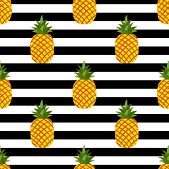 Pineapple fruit seamless pattern background,Vector illustration for textile print, wallpaper, fashion design