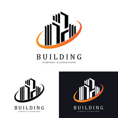 Urban building construction logo icon symbol, house, apartment, city view