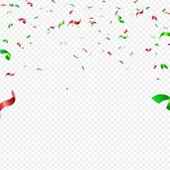 Colorful bright confetti isolated on transparent background