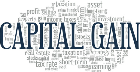 Capital Gain conceptual vector illustration word cloud isolated on white background.