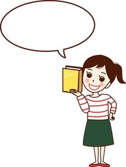 本を紹介する若い女性。