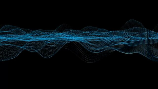 Abstract digital landscape with a field of electronic particles on a background of space. The concept of cyber, digital, parallel worlds and artificial intelligence.