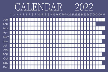 2022 calendar planner. Corporate design week. Isolated on color background. Moon calendar. Place for stickers