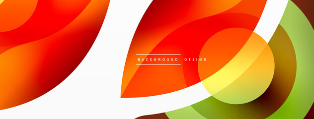 Abstract background with color geometric shapes. Beautiful minimal backdrop with round shapes circles and lines. Geometrical design. Vector illustration