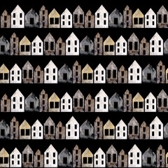 Seamless pattern of scandinavian houses