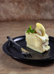 Durian Mille Crepes or thousand layer cake durian.