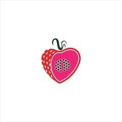 cherry fruit logo vector template heart