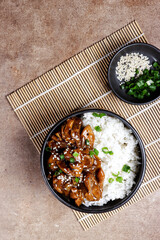 Ayam teriyaki or Chicken Teriyaki with rice.