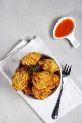 Uyen or talas goreng or fried taro is a popular fried snack from Medan, Indonesia, made from taro and shrimp