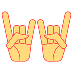 Fototapeta premium Metal flat icon. Hand gesture symbolizing metal an rock music