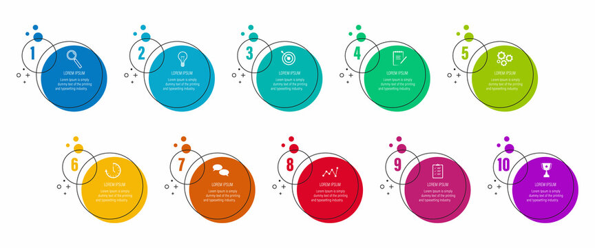 Infographics design vector and business icons with 10 options for presentation and web site	