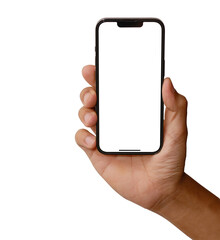 Studio shot of Smartphone iphoneX with blank white screen for Infographic Global Business Plan,...