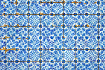 Background from typical blue portuguese tiles