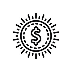 Black line icon for usd