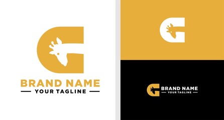 LETTER G LOGO GIRAFE NEGATIVE SPACE EDITABLE © famstudio