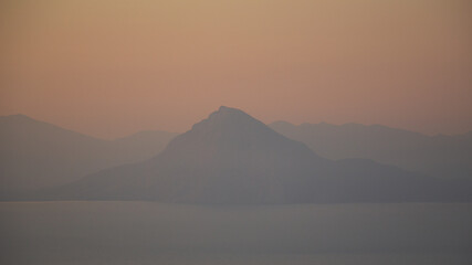 Fototapeta na wymiar Mountain in the evening twilight