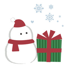 雪だるまとプレゼントが並んでいるイラスト

