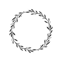 a hand drawn illustration of floral wreath. a beautiful decorative frame for wedding invitation and lettering. a vintage vector with flowers and leaves ornament. © freeject.net