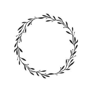 a hand drawn illustration of floral wreath. a beautiful decorative frame for wedding invitation and lettering. a vintage vector with flowers and leaves ornament.
