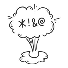 Swear word speech bubble. Curse, rude, swear word for angry, bad, negative expression. Hand drawn doodle sketch style. Vector illustration isolated on white background.