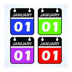 January 1st Calendar Icon On Colored Background