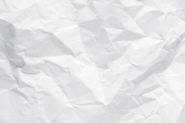 White crumpled paper texture background.