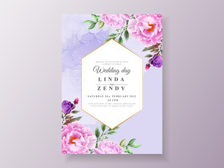 Vintage wedding invitation purple flower