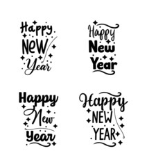 New year typography design set