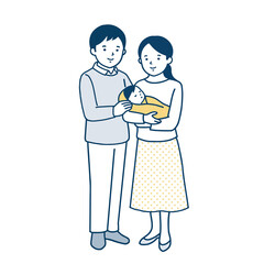 赤ちゃんを見つめる夫婦