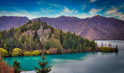 lake and mountains