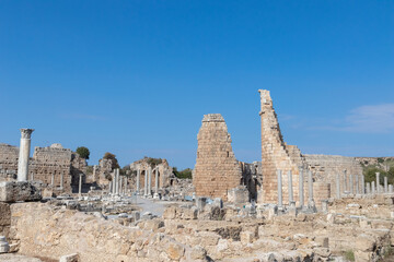 Obraz premium Ancient ruins of Perge city. Agora. Turkey.