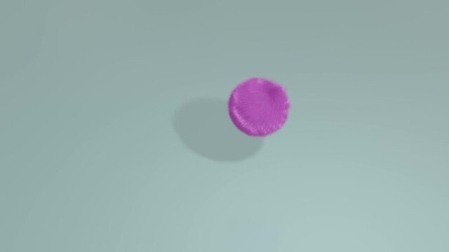 the purple striped sphere jumps and moves from left to right. abstract animation. 3d render